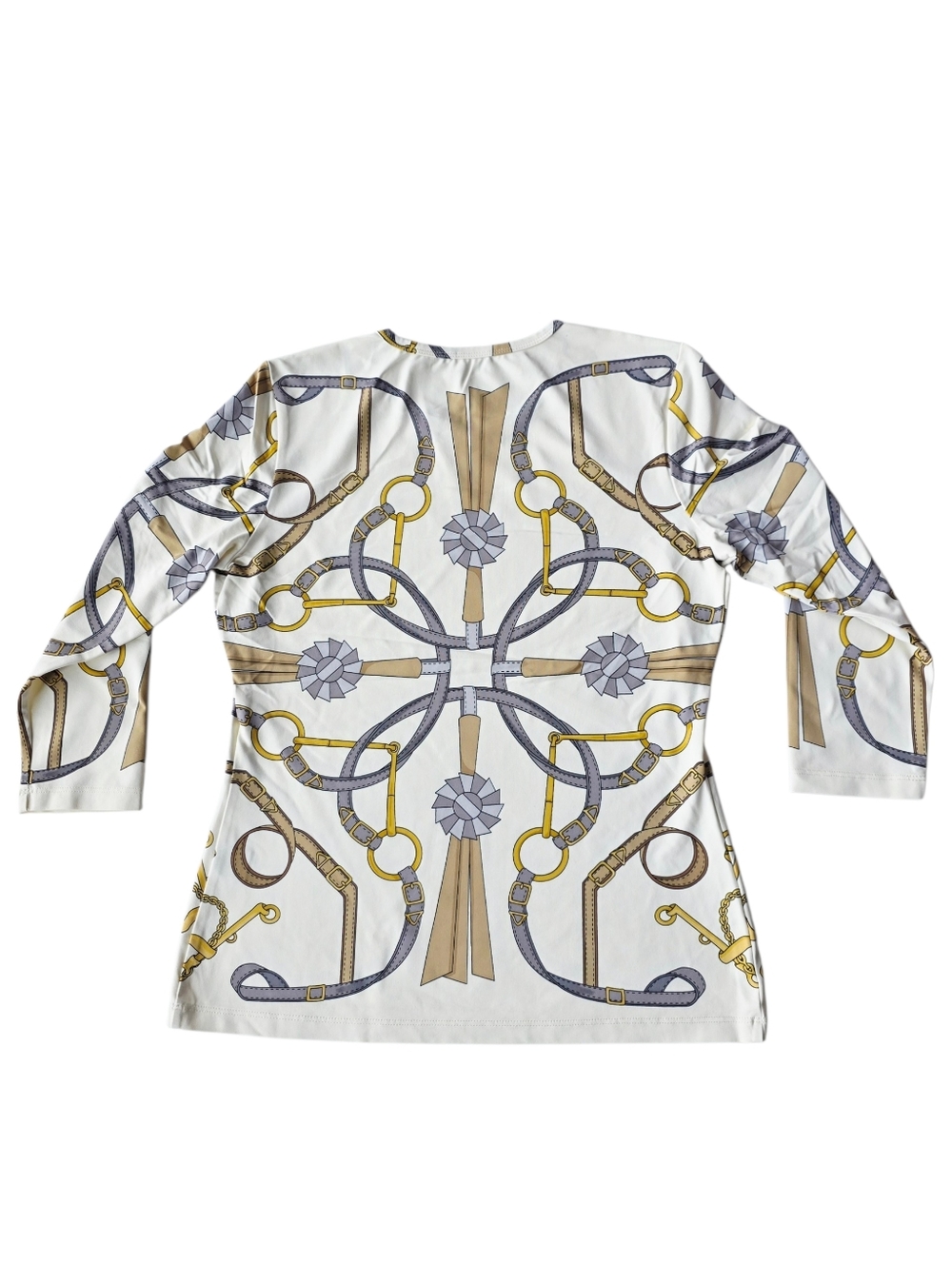 J. McLaughlin White Chain, Rope & Tassel Print Long Sleeve Top - Picture 2 of 8